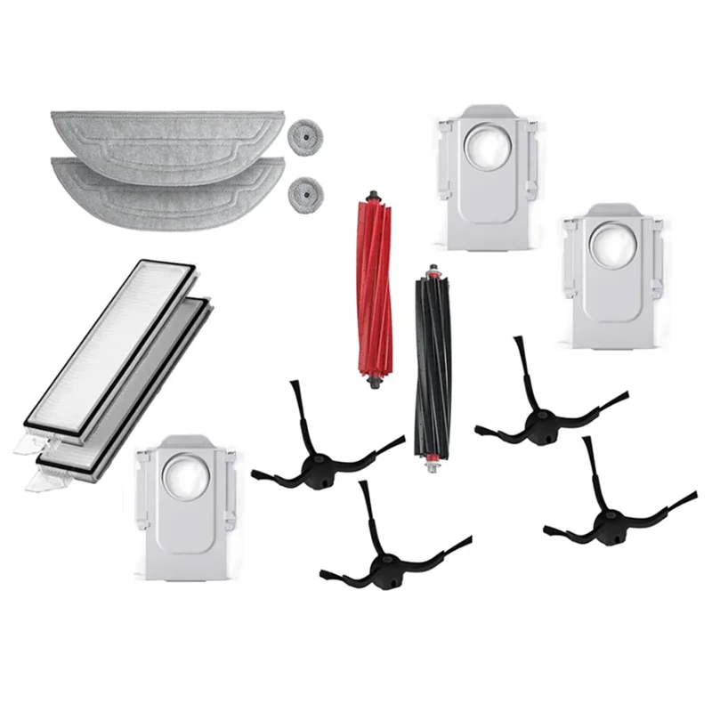 

ABJO-15PCS For Roborock S8 Maxv Ultra G20s Robot Vacuum Replace Parts Double Roller Brush Filter Side Brushes Mop Dust Bags