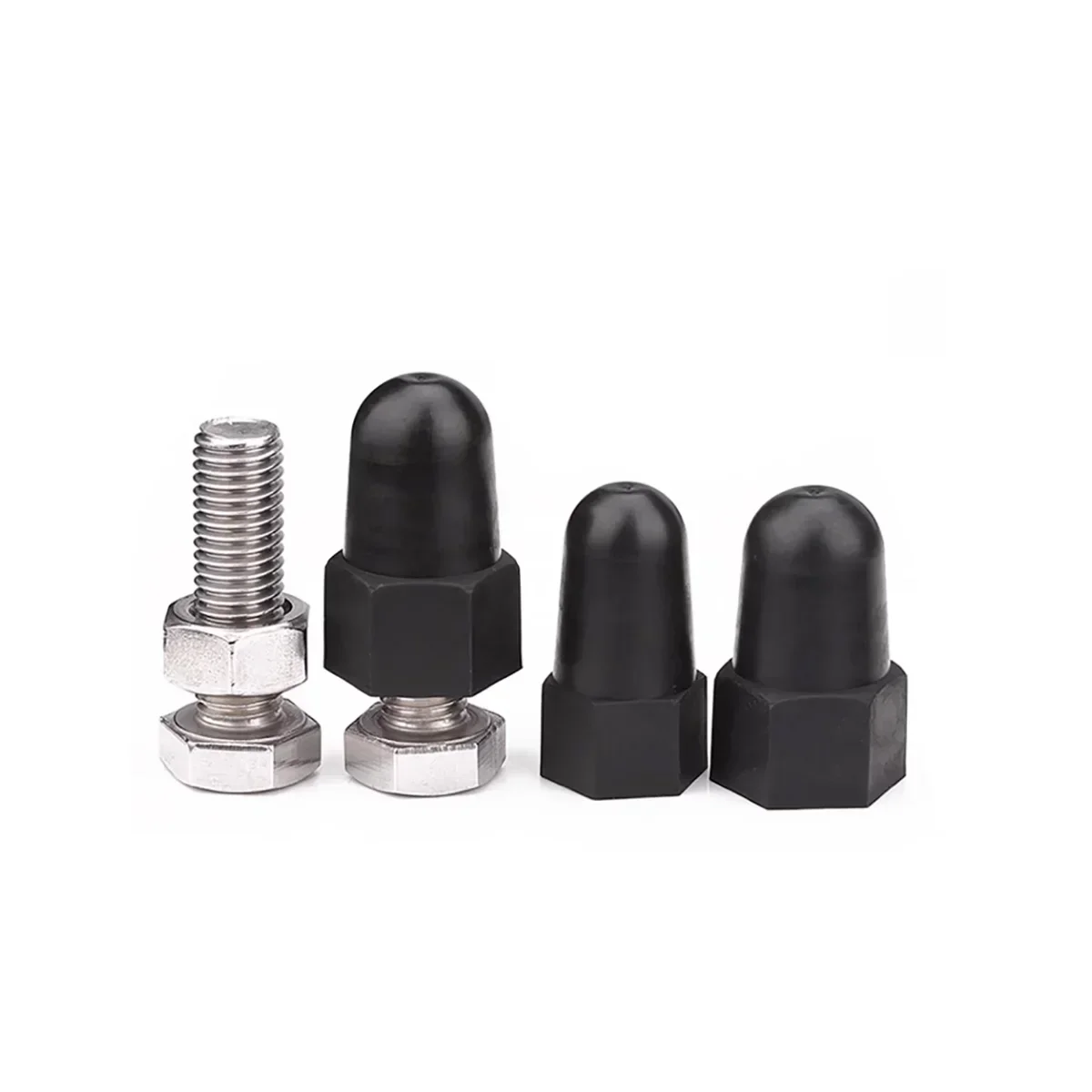 Hexagonal Nut Bolt With Raised And Extended Style PE Plastic Protective Cap Decorative Cover