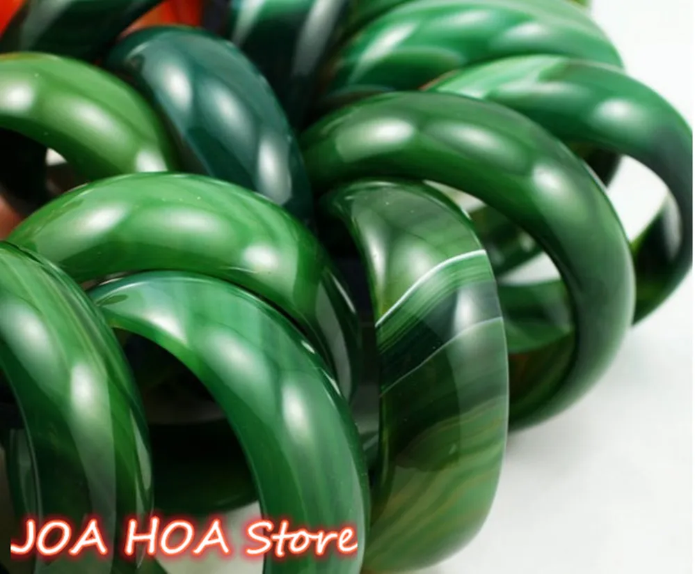 Natural Green Agate Hand-carved Widened Jade Ladies Jewelry Bracelet