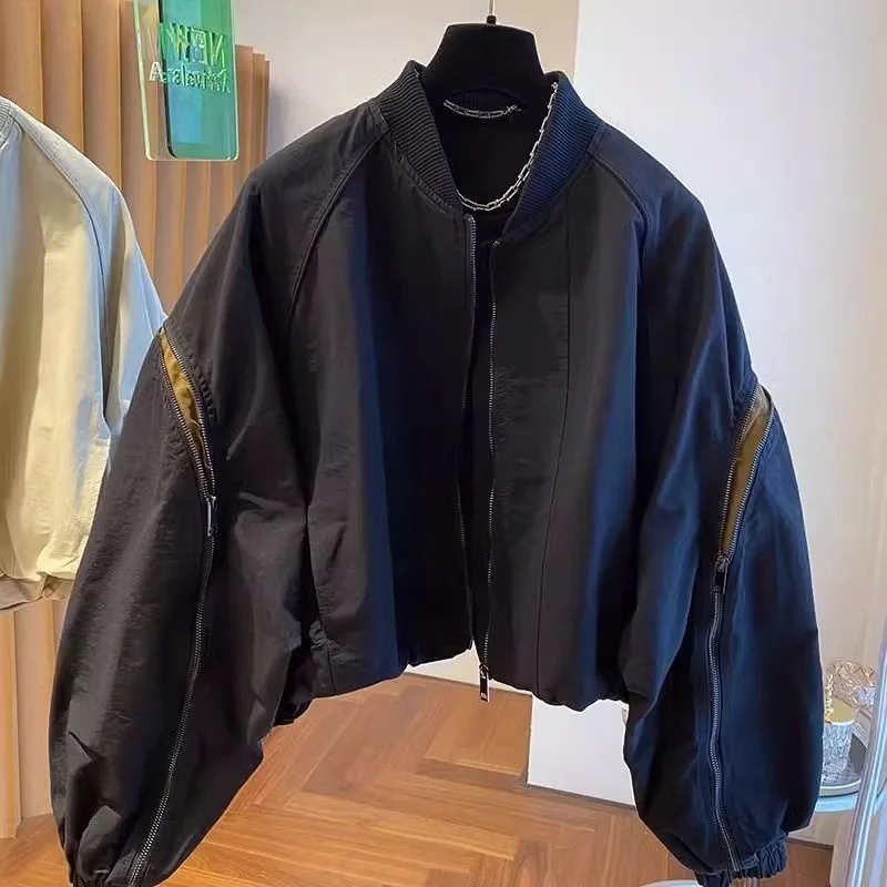 New Fashion Zipper Design Sense Niche Loose Casual Short Jacket Joker top Baseball Uniform Coat Women's Spring and Autumn Models
