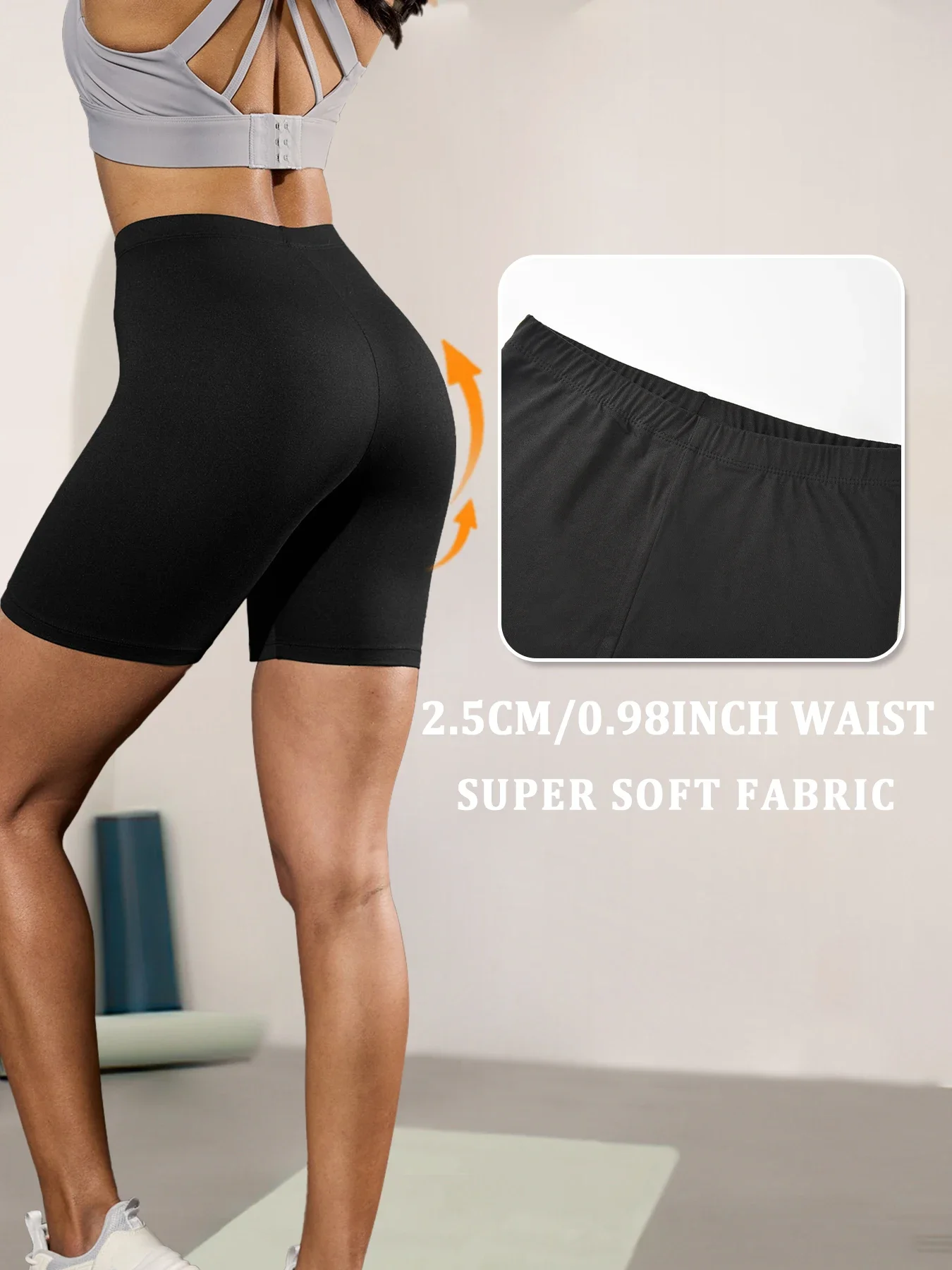 5แพ็คผู้หญิงSuper Soft Bikerกางเกงขาสั้นสูงยืดไม่มีดูผ่านออกกําลังกายวิ่งโยคะกีฬา6 "Inseam Push Up Gymฟิตเนส