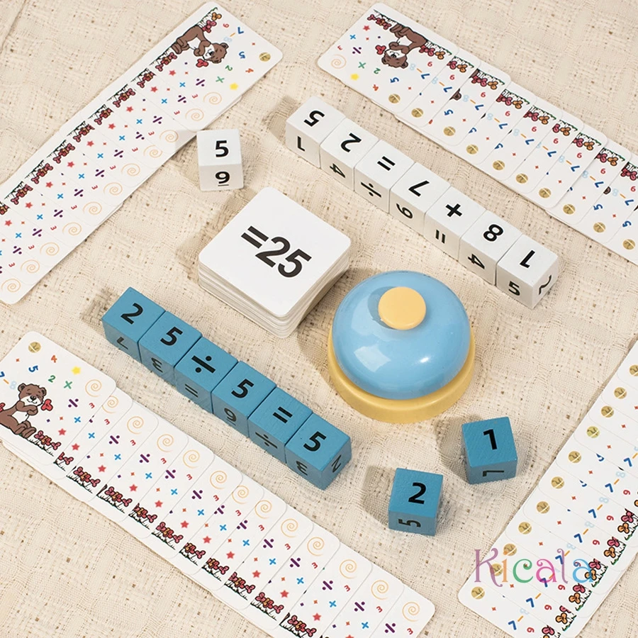 Wooden Math Cube for Kids Learning Addition Subtraction Multiplication Division Puzzle Toy Cubes Game Educational Toys Gifts