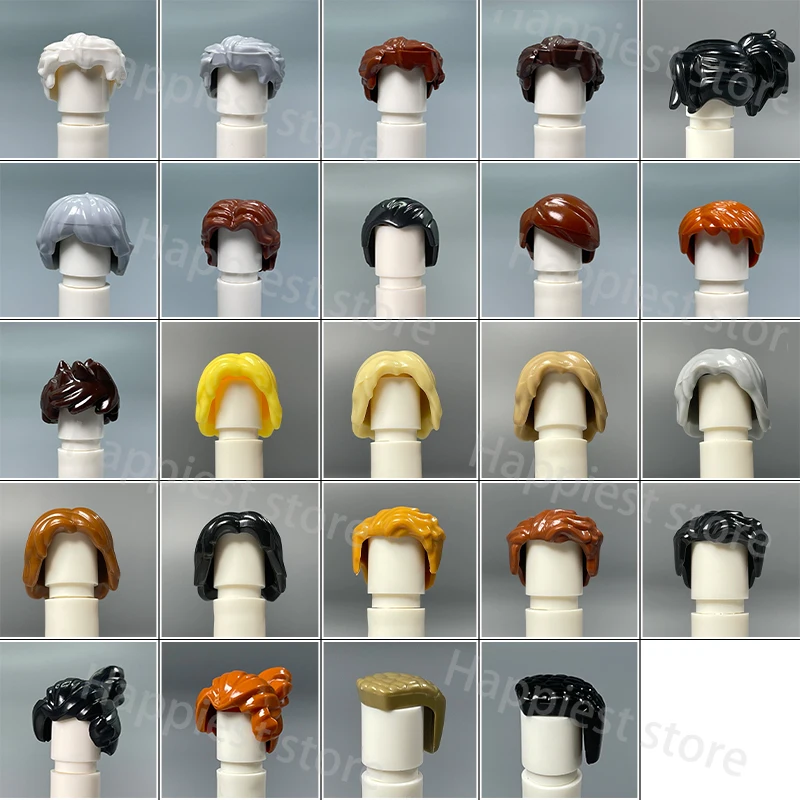 MOC City Figures Hair body Parts Building Blocks Figure Hairstyles Head Girl Boy Brown Black Hairstyle Accessories Brick Toys