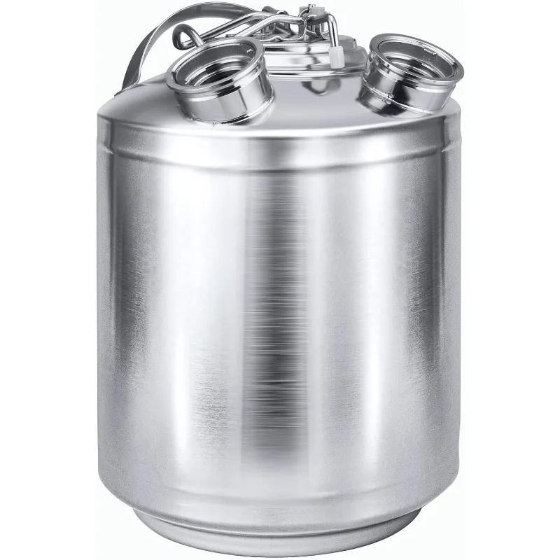 T 2.5 Gallon Cleaning keg, Stainless Steel Beer Line Cleaning Kits with 2 Sanke D Coupler Connections(10L)