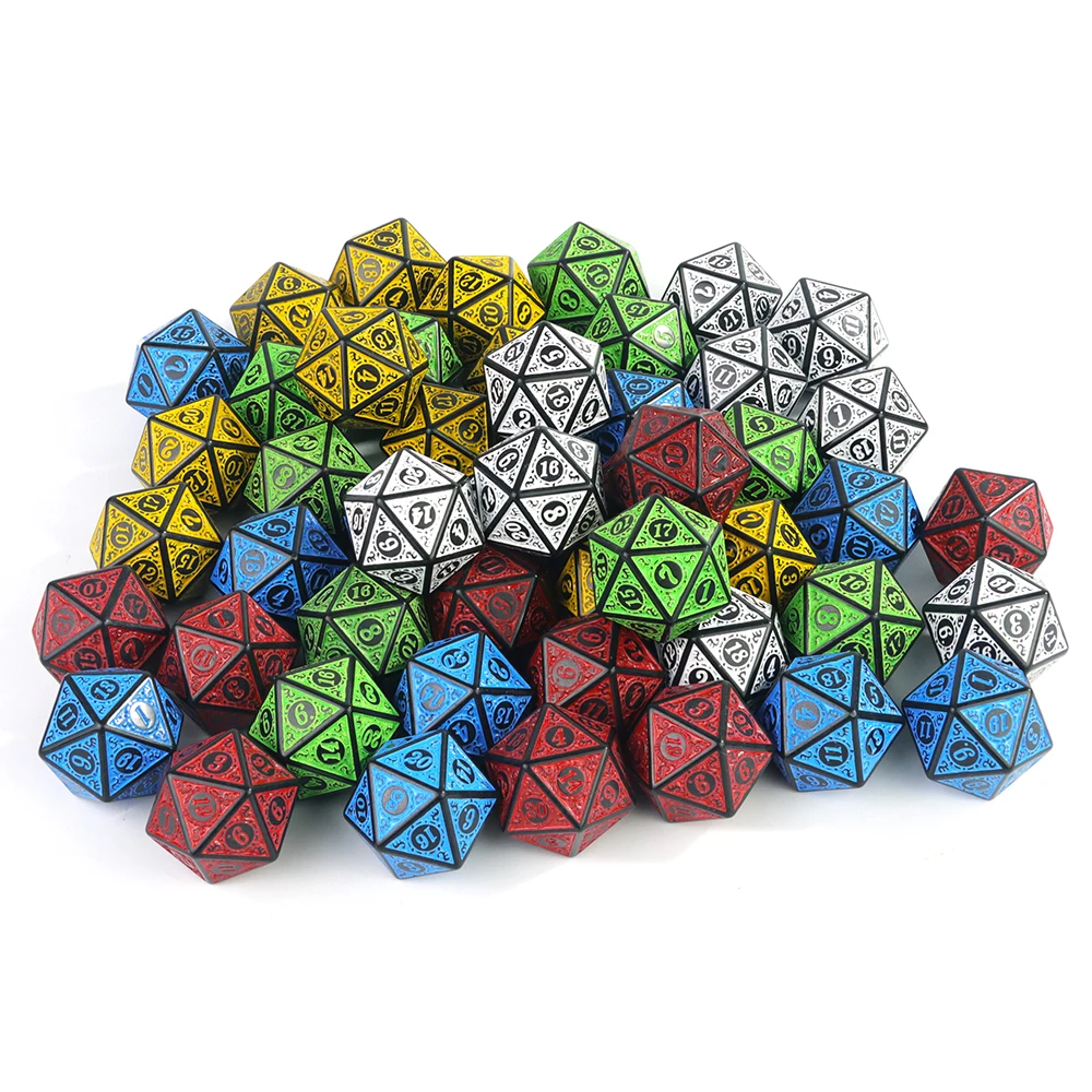 Digital Dice Set 10PCS DND Dice 20 Sided Acrylic Textures Pattern Effect for DND RPG Table Games Accessories