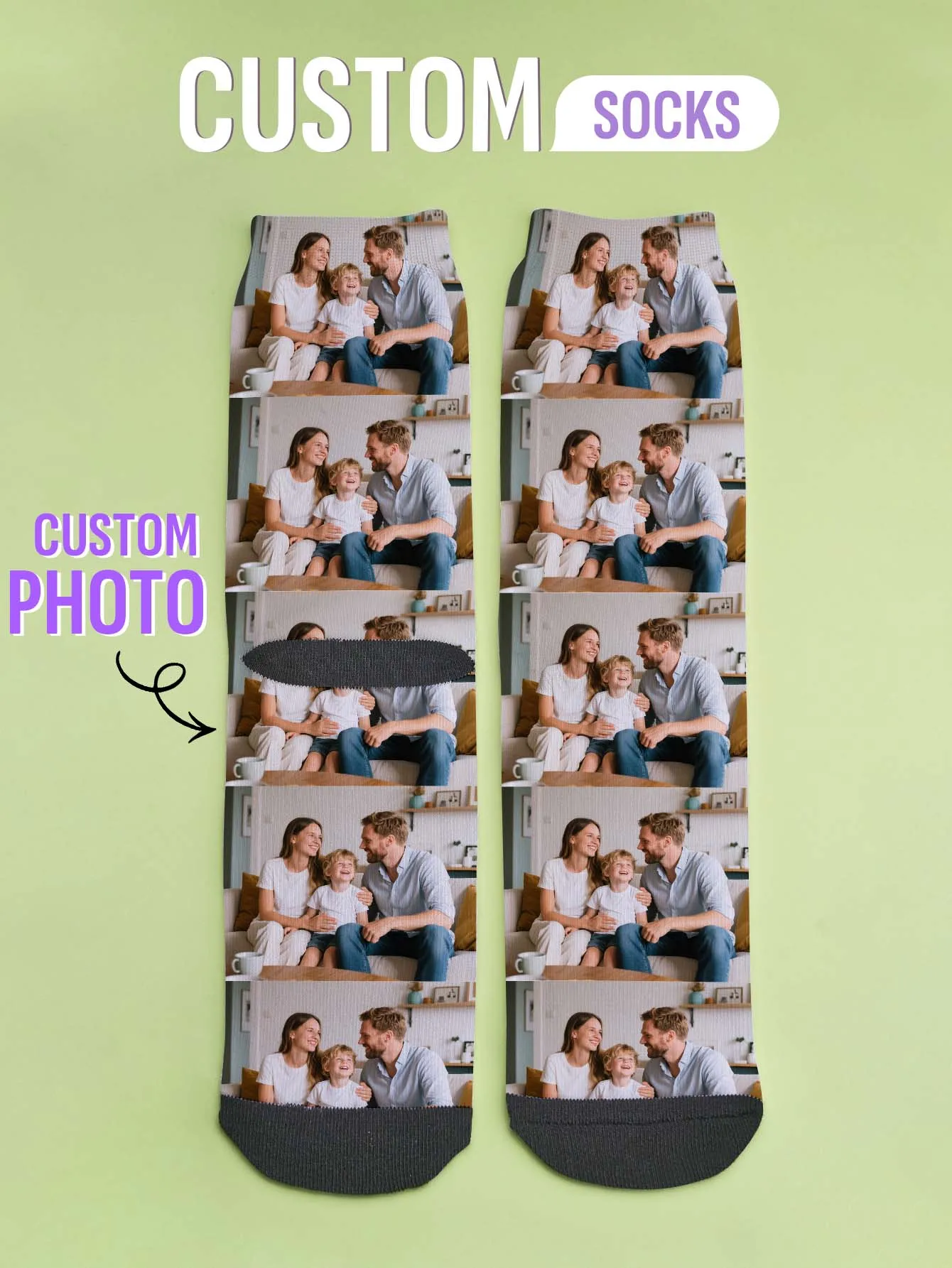 

Носки с индивидуальным фото, персонализированные носки с изображением, носки с принтом семейного фото, доступны два размера, значимый подарок