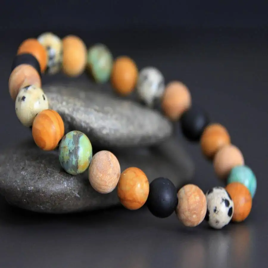 Handmade solar system stone bead bracelet, men's cuff button bracelet, Ramadan prayer bead bracelet,oliday gift, daily wear