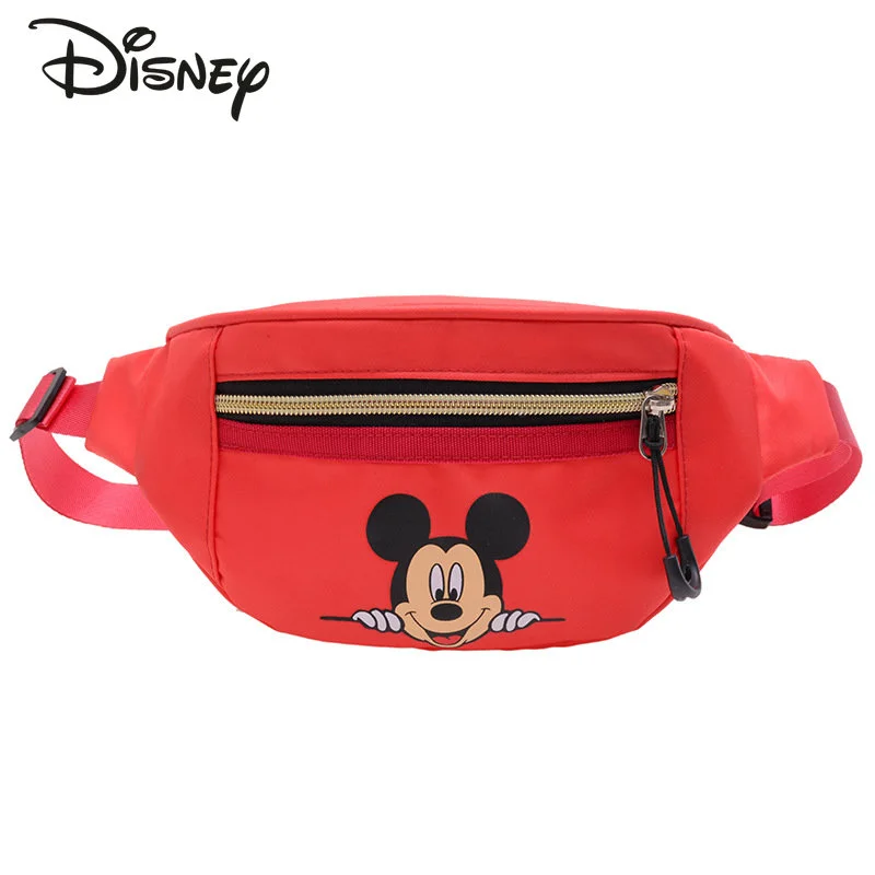 Disney Mickey bolsa de cintura infantil, mini sacola de desenho animado, bolsa de peito para meninos e meninas, bolsa crossbody feminina de alta qualidade, moda fofa