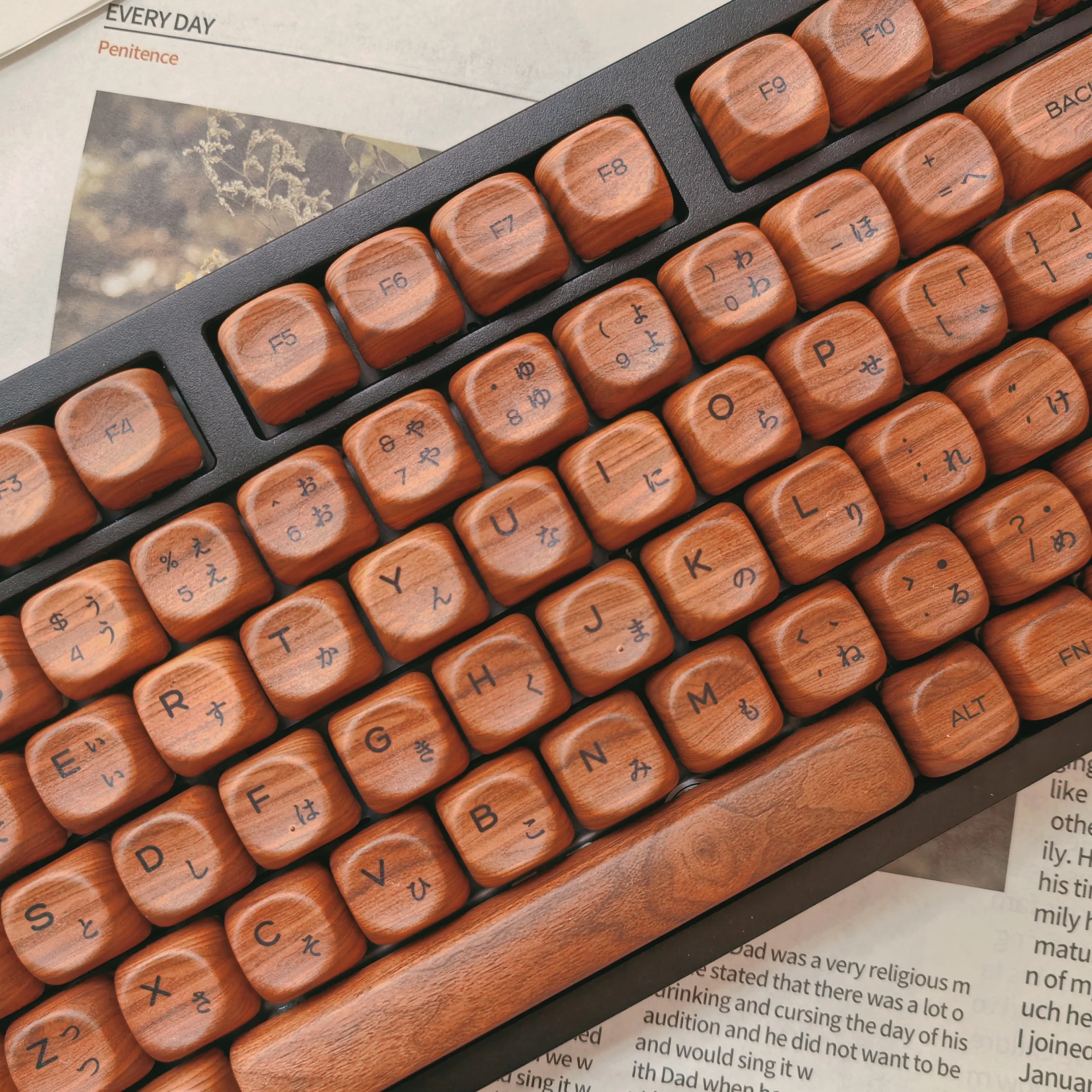 130 Keys Walnut Wood Five Sides Dye-Sublimation PBT Keycap Custom MOA Profile Retro Keycaps for MX Switches Mechanical Keyboard