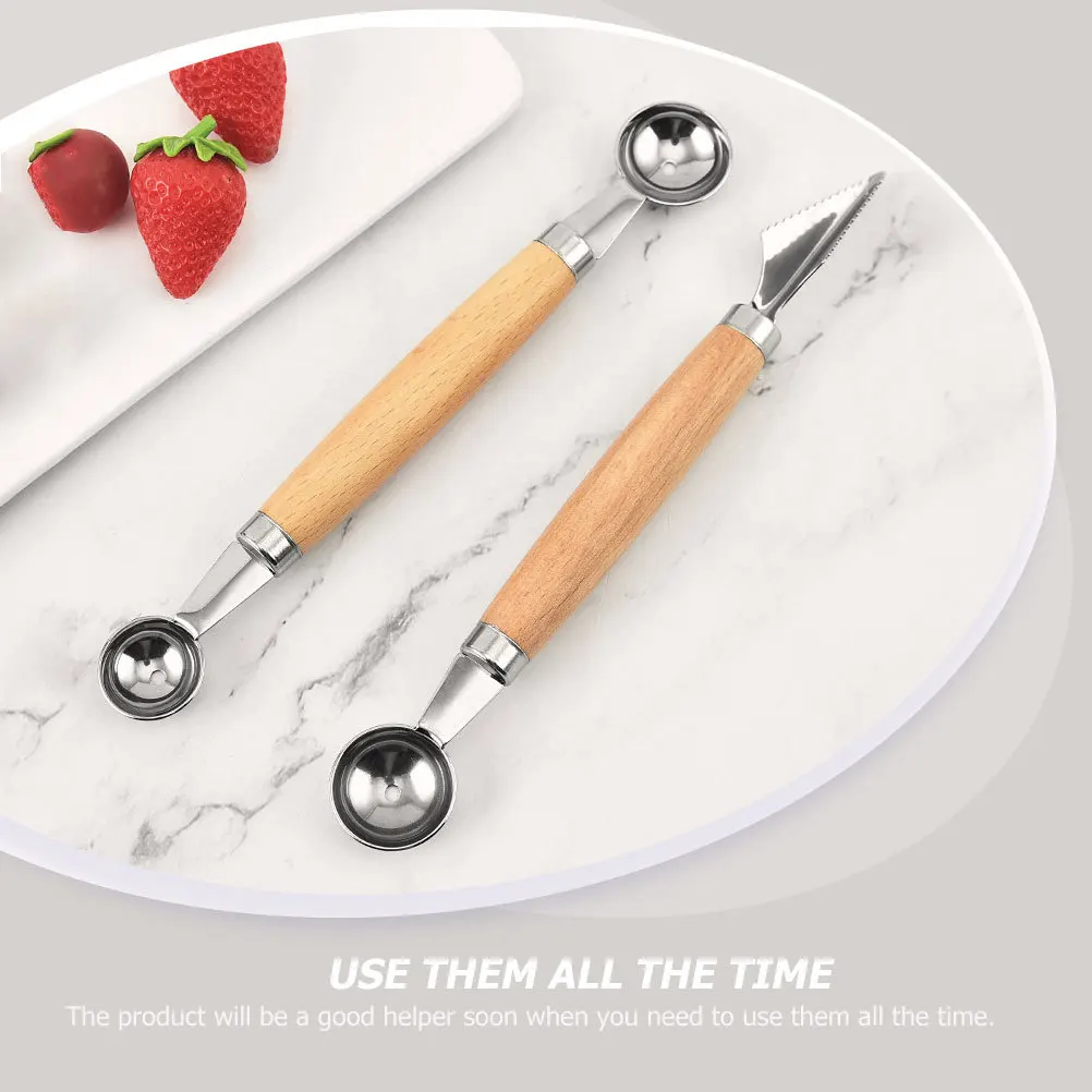 

2Pcs Melon Scoopers Multi-Function Fruit Spoons Household Convenient Stainless Fruit Accessories Melon Scooper