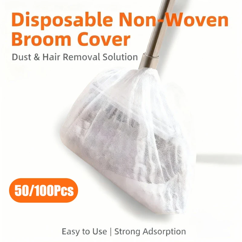 

50/100pcs Disposable Broom Cover Hair Cleaning Cover Crevice Dust Adsorption Cleaning Tool Sweeping & Pet Hair Removal