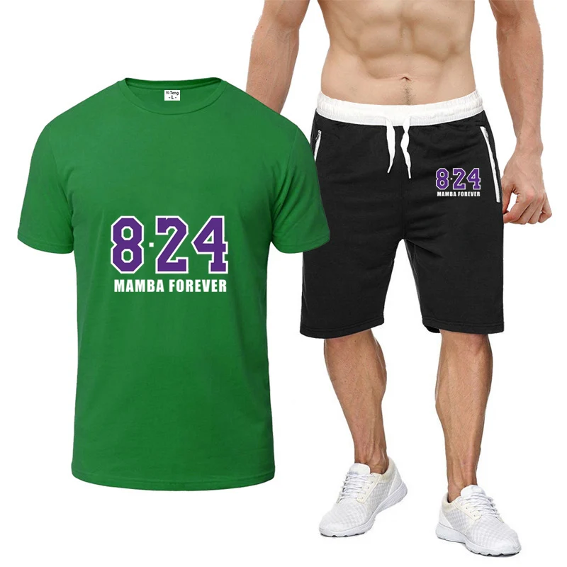 

Basketball Star 2025 Summer Men's New Nine-color Short-sleeved Set Number 8 And Number 24 T-shirt+Sports Pants Streetwear Suit