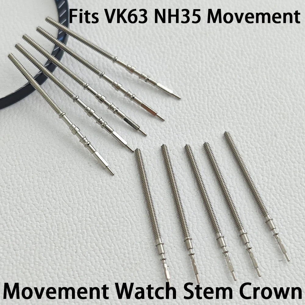 1/2/3/4/5PCS Movement Watch Steel Stem Crown Kit Watch Parts Fits NH34 NH35 NH36 VK63 VK64 Movement Watches Stem Spare Parts
