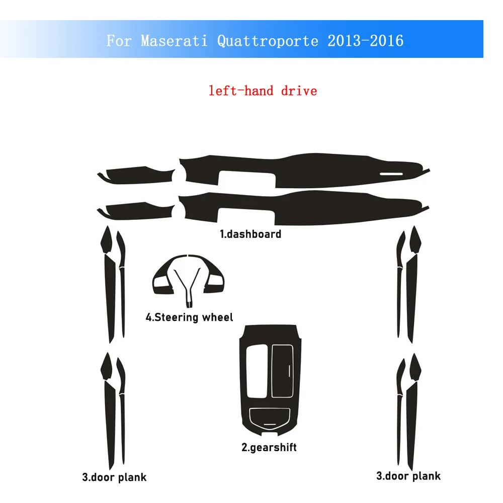 

Carbon Fiber For Maserati Quattroporte 13-16 Car Film Interior Sticker Center Console Gear Dashboard Air Door Handle Lift Panel