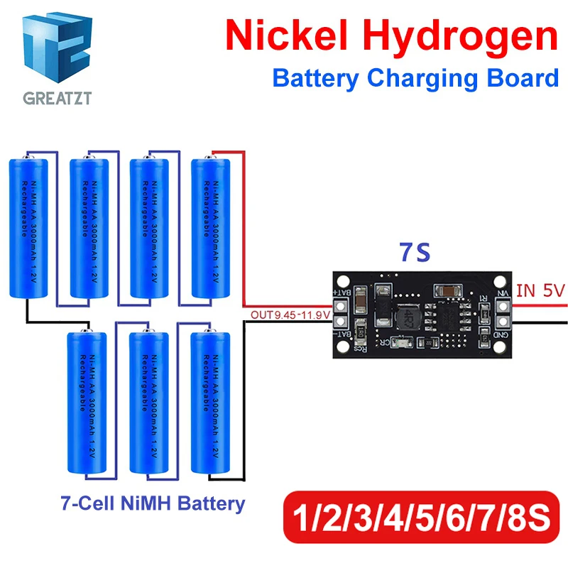 Carte technique de charge de chargeur dédié pour batterie Nilaissée NiCd, 1-8 cellules, 1.2V, 2.4V, 3.6V, 4.8V, 6V, 7.2V, 8.4V, 9.6V