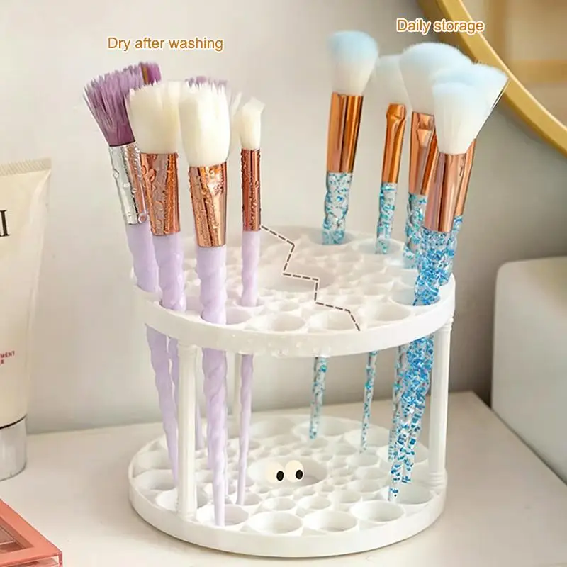 【Y】45-Hole Rotating Makeup Brush Stand – Keep Brushes Visible & Within Reach, Beauty Storage Organizer