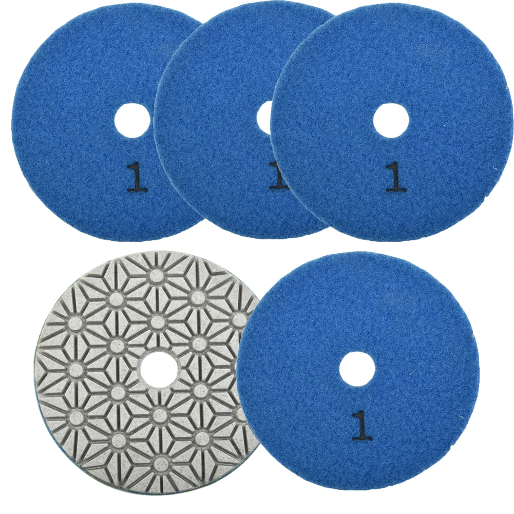 5PCS Tampone per lucidatura diamantato 100mm Asciutto/bagnato 3 fasi Sabbia smeriglio Tamponi per lucidatura Granito Cemento Abrasivo Rettifica Lucidatura Strumento
