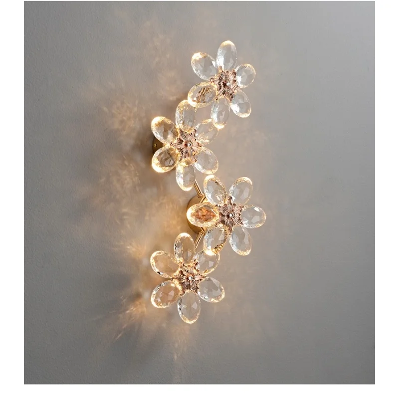 

French luxury crystal wall lamp high-end art bedroom bedside lamp decorative wall lamp background wall lamp