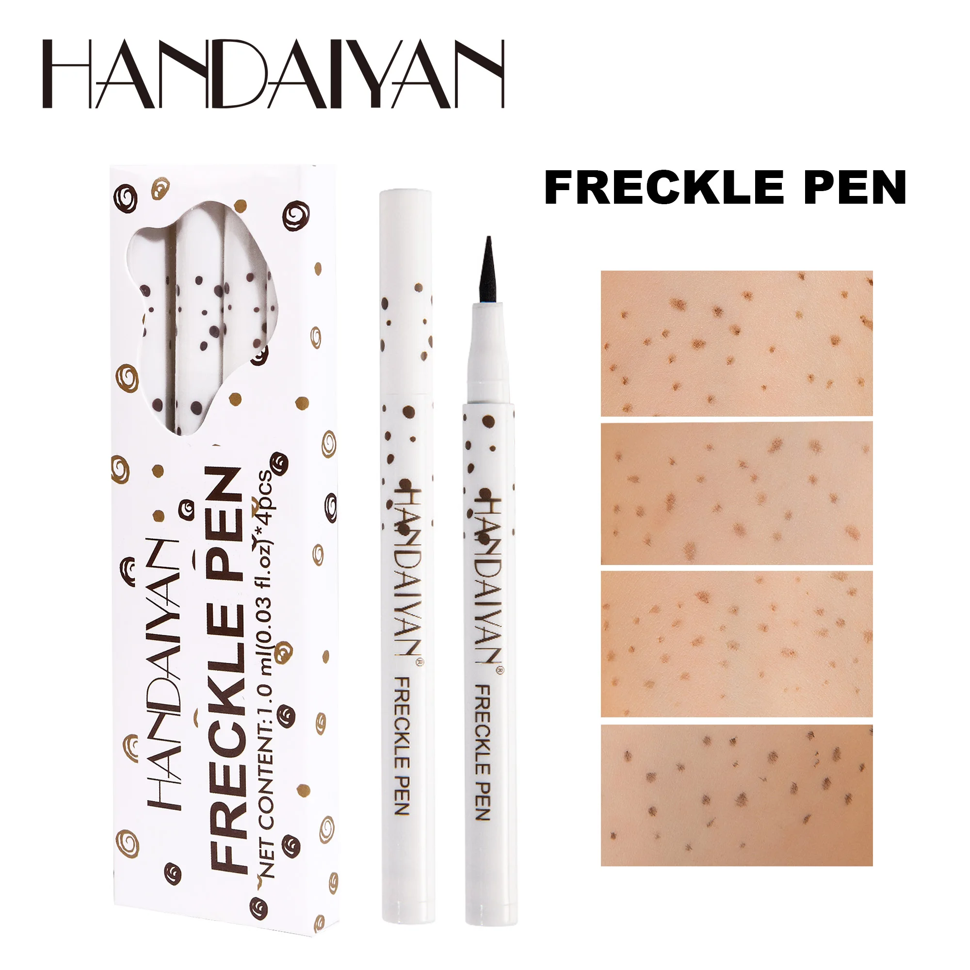 HANDAIYAN 4 Colors Fake Freckles Pen Set Waterproof Long-Lasting Soft Spots Natural Relaxation Face Makeup Cosmetics 4 pcs Set