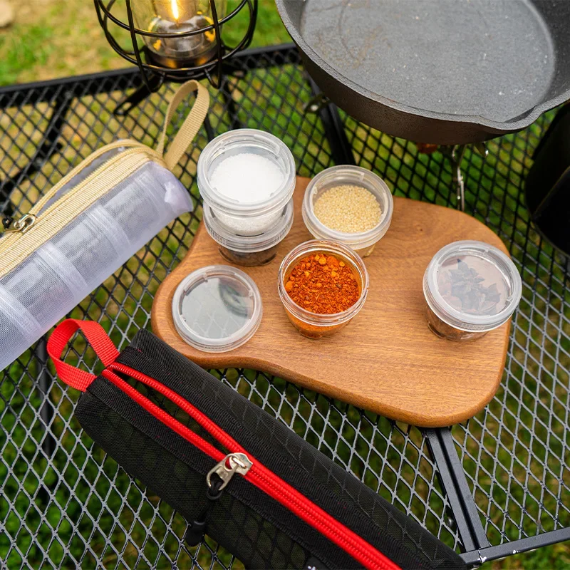 5 Pcs Spice Jar Outdoor Portable Travel Camping Picnic Fishing Barbecue Seasonings Box Sauce Bottle with Storage Bag Tableware