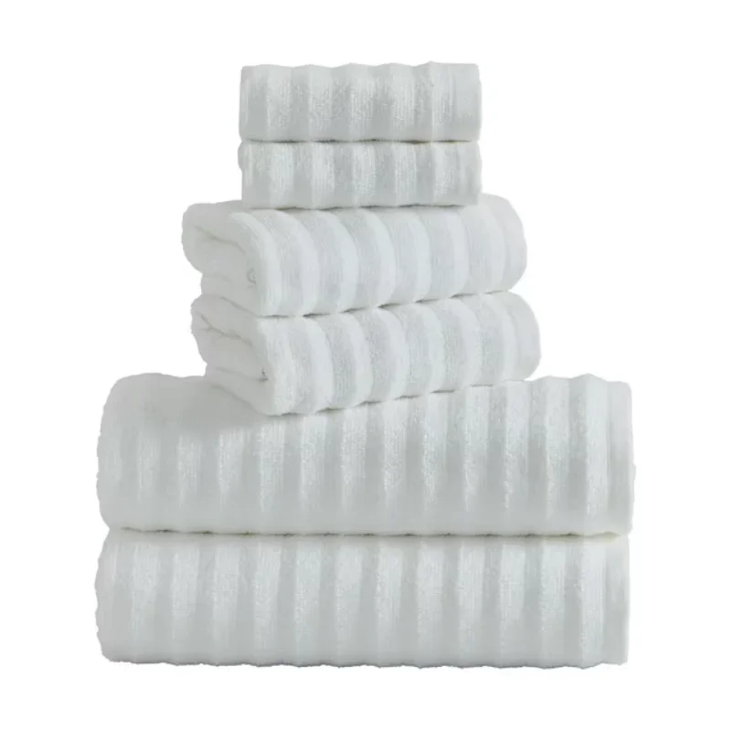 

New Upgrade.White Textured 6-Piece Bath Towel Set,free shippment