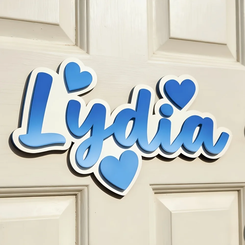 1Pc Personalized Wooden Double-Layer Custom Name Door Plaque,Heart Shape, Room Door Sign Wall Hanging,Creative Wall Art Ornament
