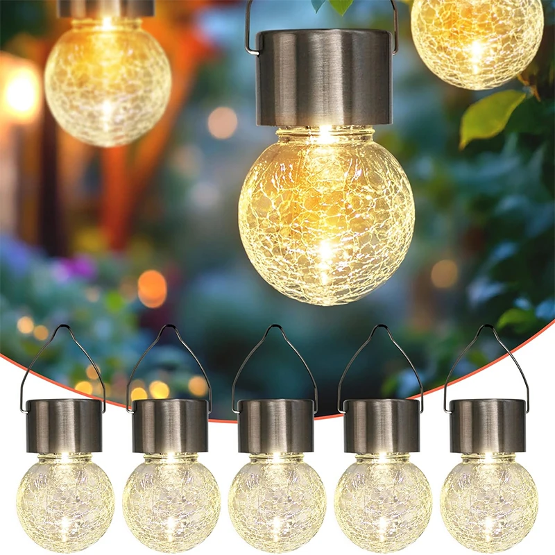 

Nice Solar Hanging Lights For Outdoors Cracked Glass, Waterproof For Outdoor, Garden, Christmas Decoration, Yard, Fence, Tree