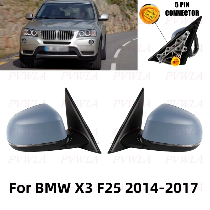 

5Pin Paintable Memory Power Fold Turn Lamp Rear Mirror Assembly For BMW X3 F25 2014-2017 Car Accessories 51167395209 51167395210