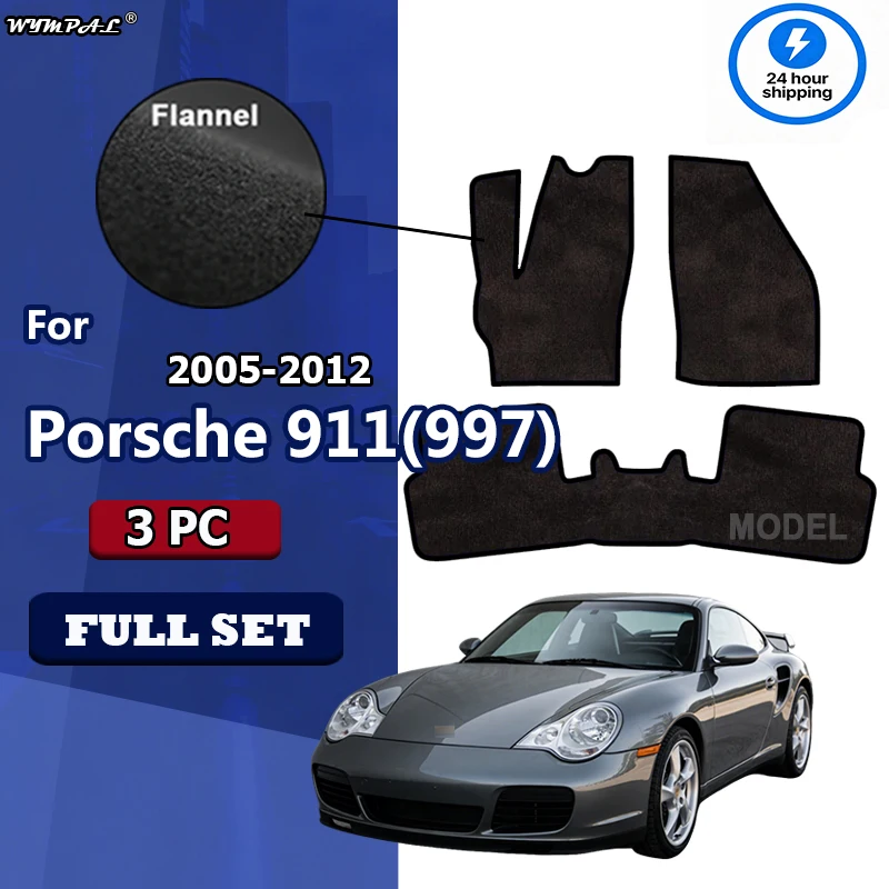 Flannel Car Floor Mats Carpet Rugs For Porsche 911(997)2005-2012 Anti-slip Stylish Odorless Flame retardant Waterproof
