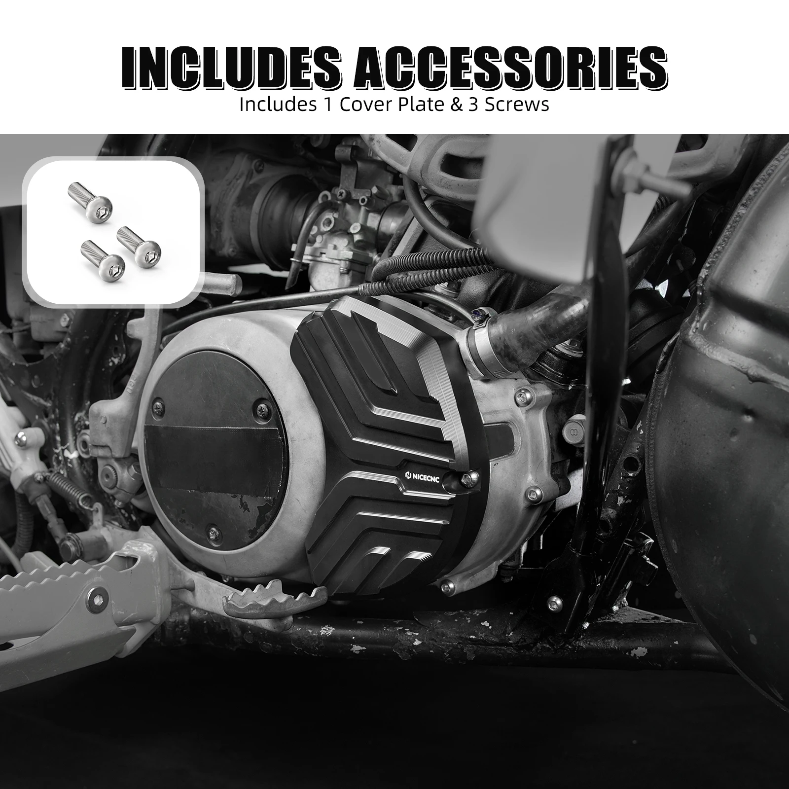 NICECNC Kupplungsdeckeleinsatz und Wasserpumpenabdeckung für Yamaha Banshee 350 1987–2006, ersetzt 4L0-15431-01-00 2GU-15416-00-00, Aluminium – Detail 14