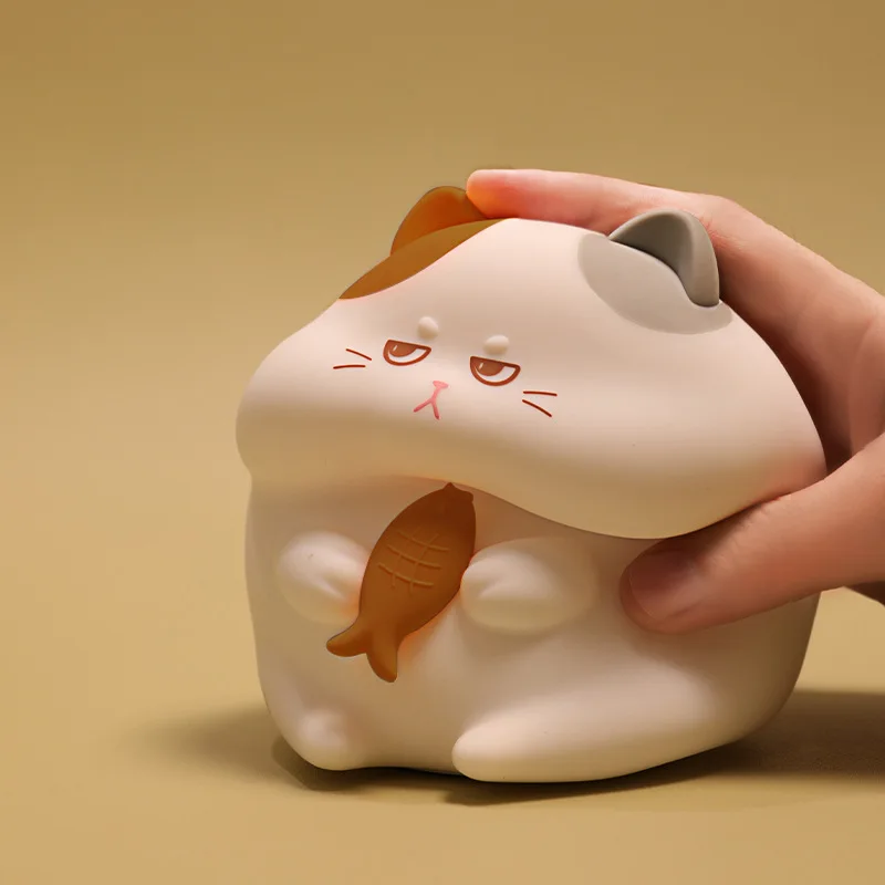 Cute and Greedy Cat Night Light USB Charging Baby Feeding Colorful Timed Eye Protection Bedroom Bedhead Companion Sleep Lights