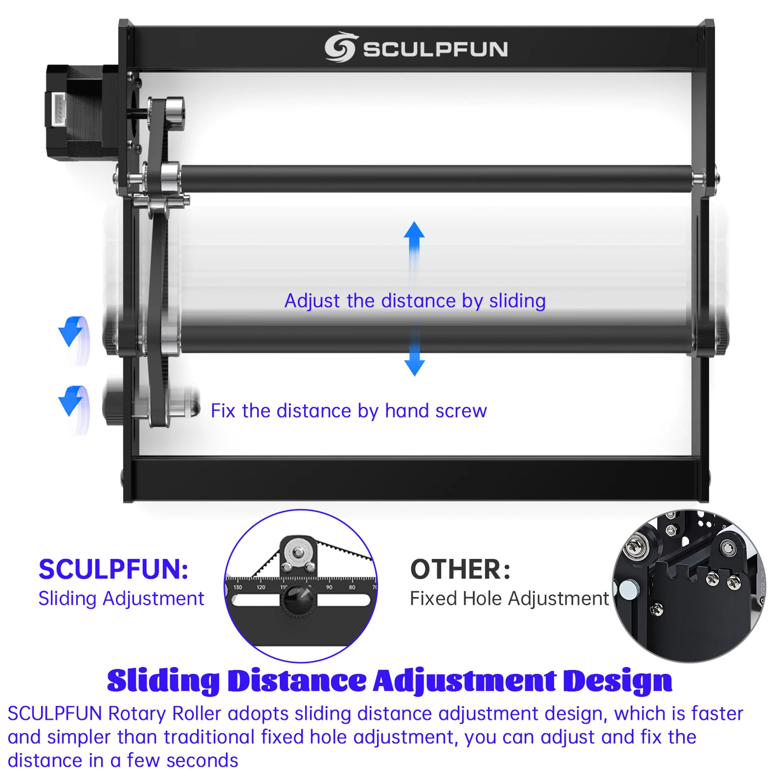 US SCULPFUN Laser Rotary Roller Laser Engraver Y-axis Rotary Roller 360° Rotating for 6-150mm Different Engraving Diameter Lase