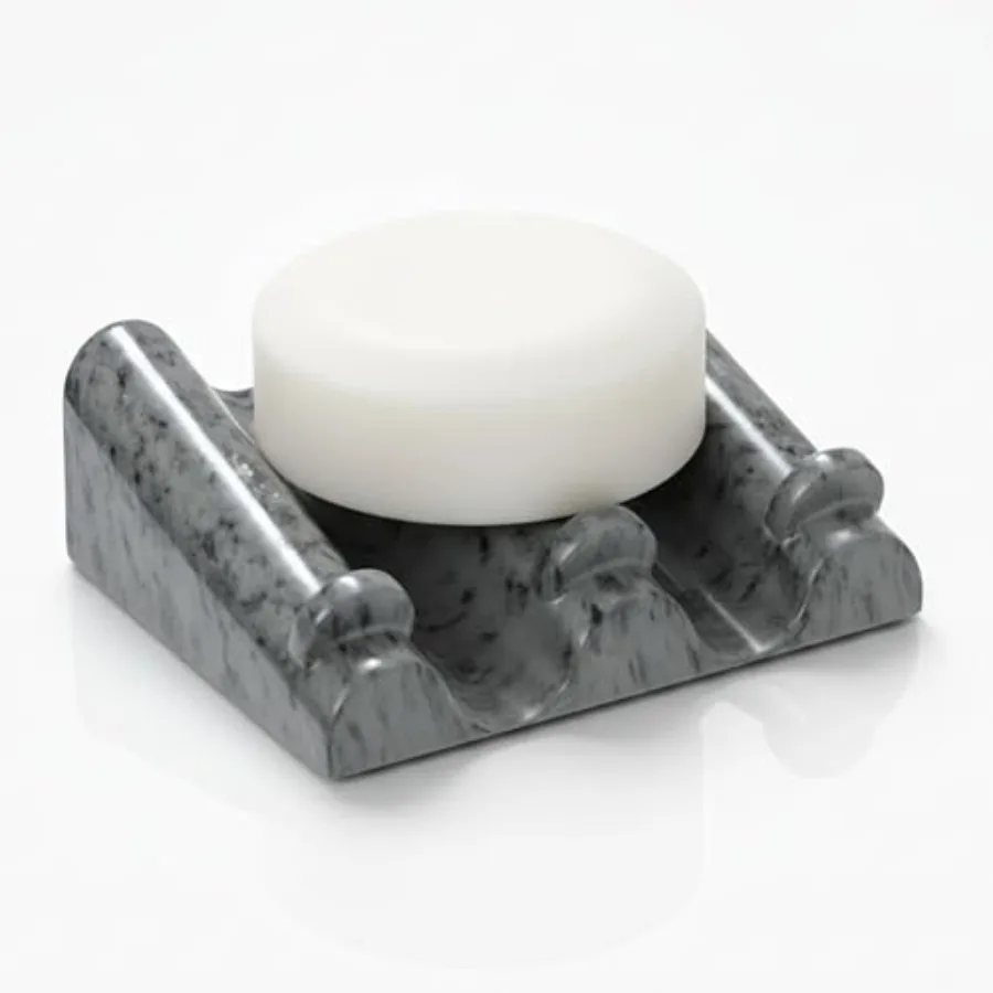 

Marble Soap Dish Bathroom Organizer - Resin Soap Dish with Rectangular Design 3.7" L x 2.8" W - Self Draining Soap Dishes Keeps