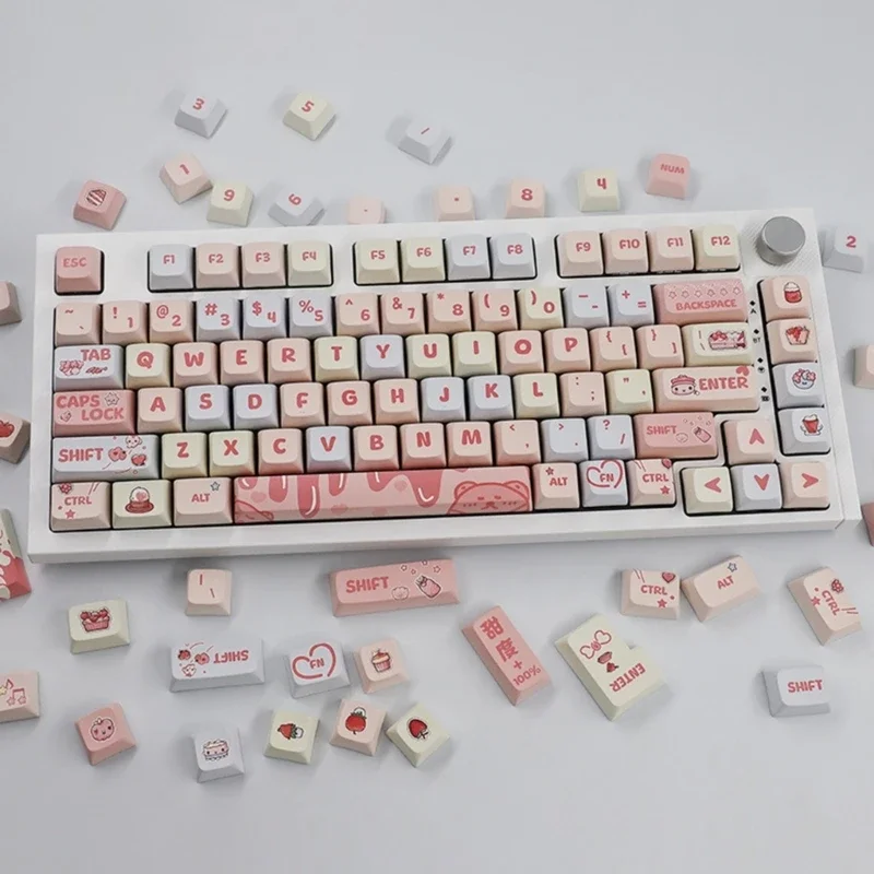 Imagem -03 - Xda Pbt Keycaps Tema Morango Cremoso para 133 Teclas Dyesublimation Keycap Conjunto para Interruptores Teclado Jogos