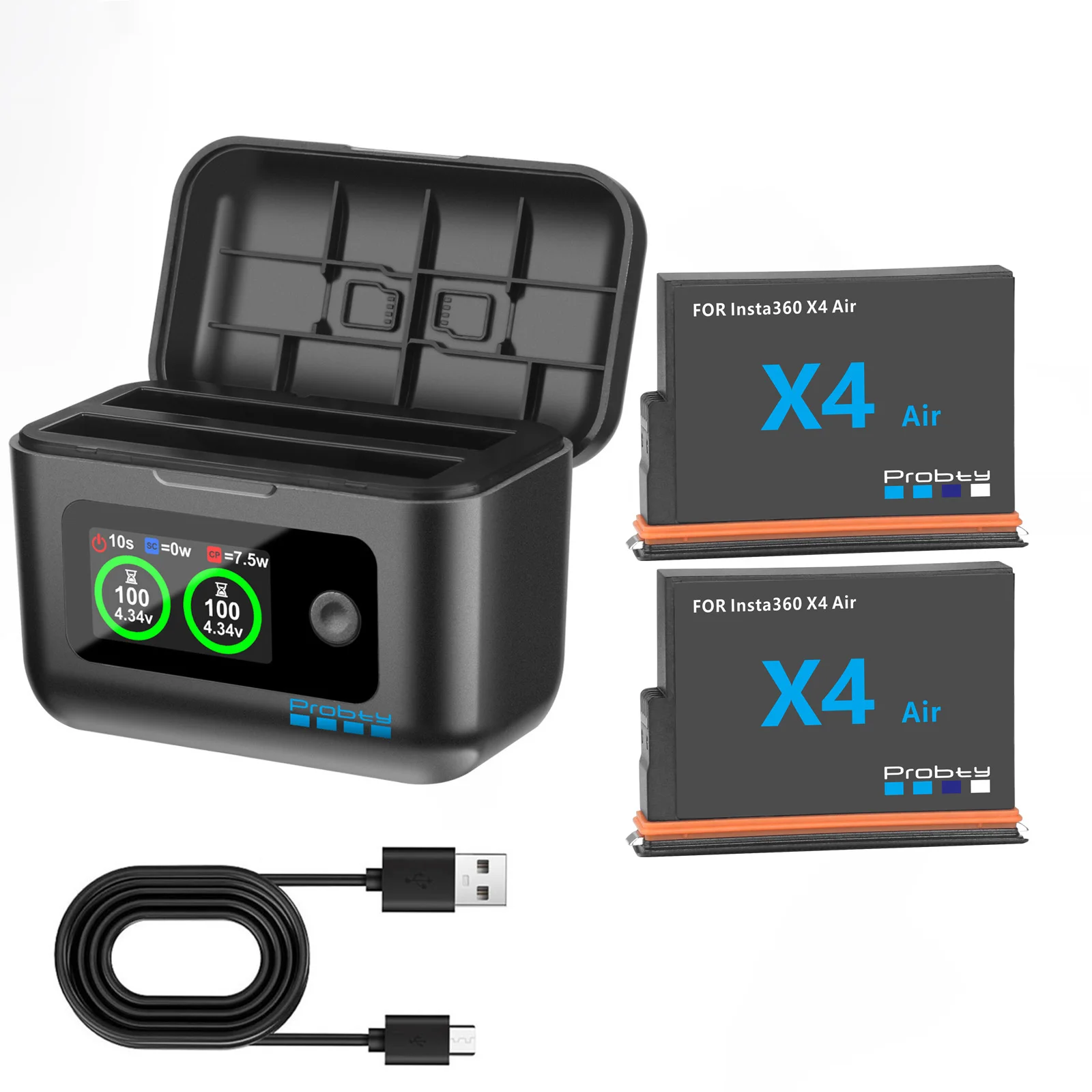 Vervangende accu voor Insta360 X4 Air 2100mAh/ Snelle oplader voor Insta 360 X4 Air action camera accessoires