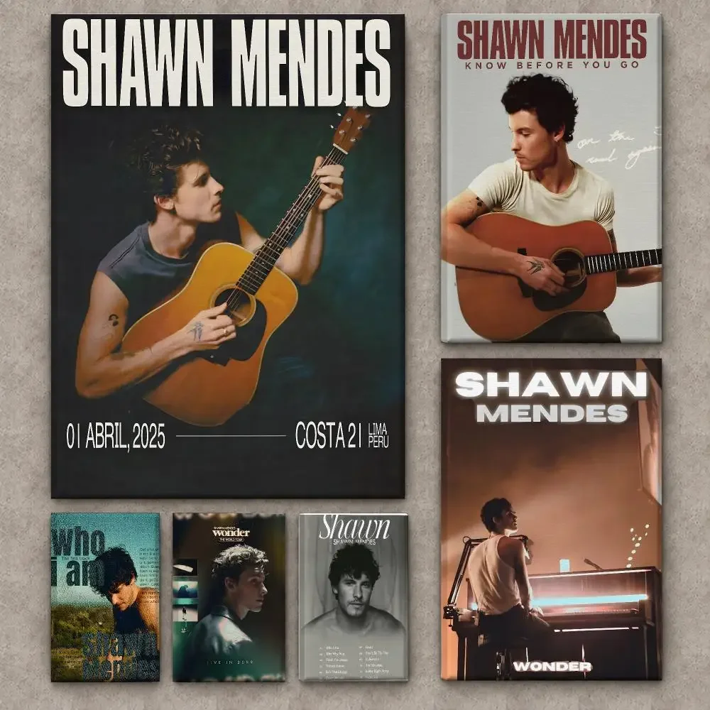 Singer S-Shawn Mendes Painting Calligraphy Framed Canvas Wall Art Gallery Wrapped Ready To Hang Living Room Bedroom Home Decor