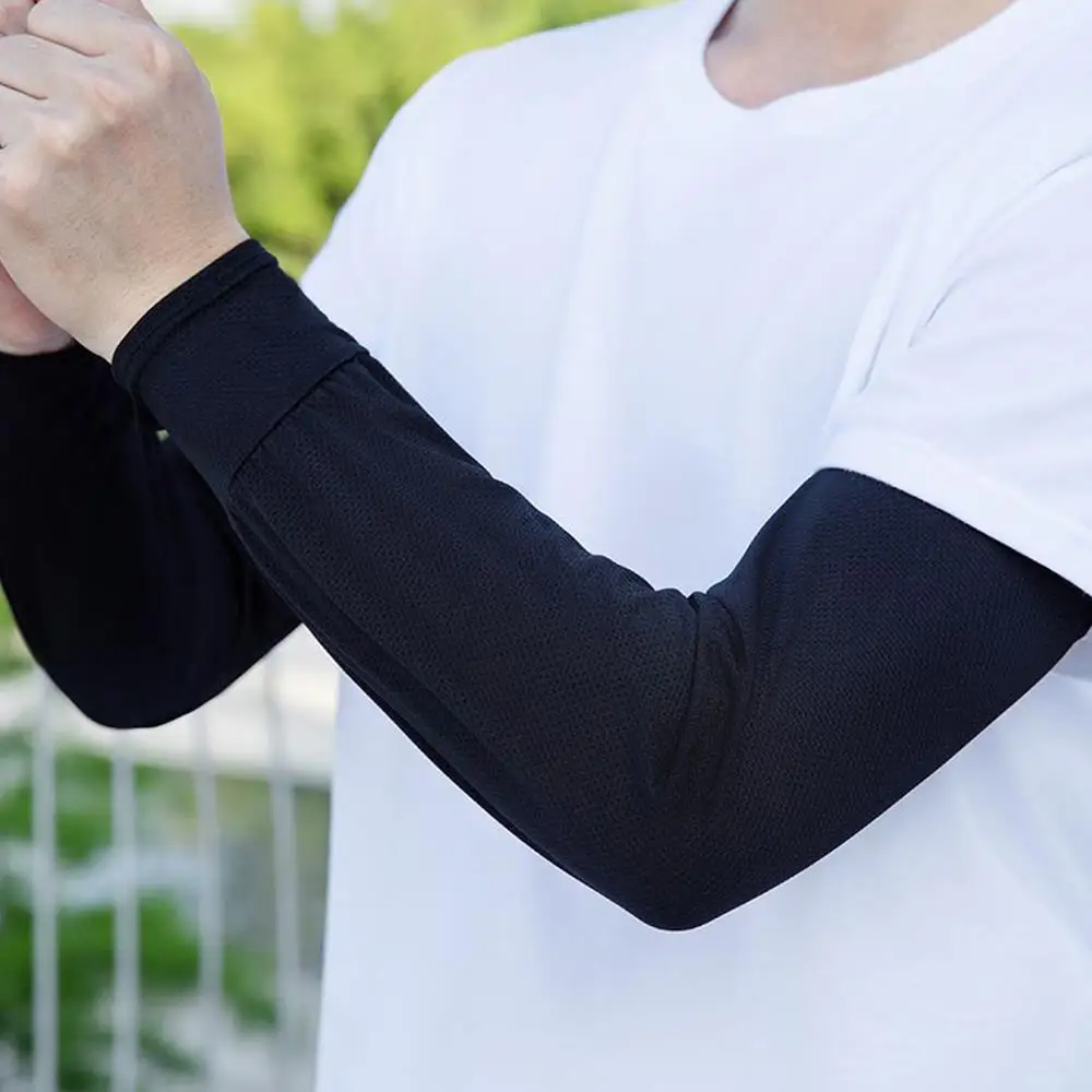 Protège-bras en soie glacée à séchage rapide pour le cyclisme, manches de protection solaire UV, chauffe-bras de fitness, course à pied, salle de sport cool, été, 1 paire