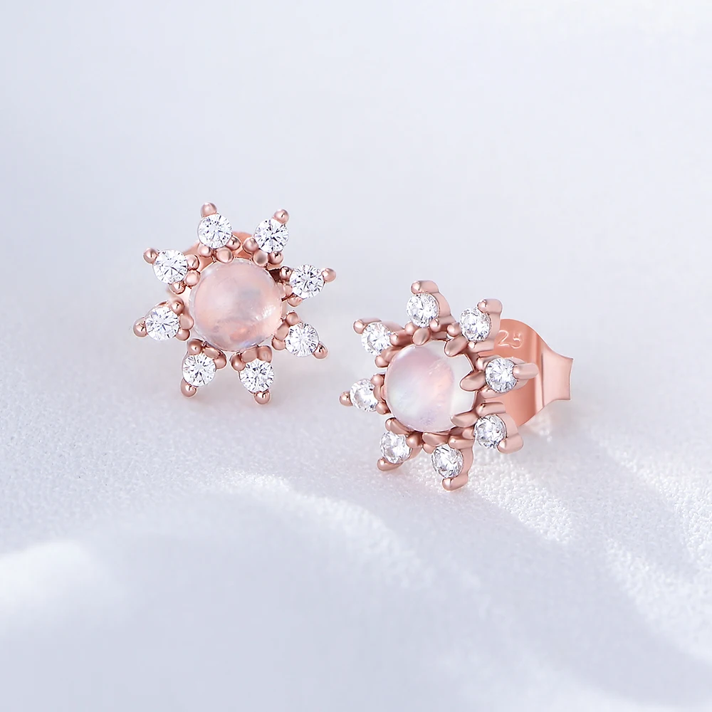 

Most Popular Affordable Professional Designer Design Sterling 925 Silver Sun Flower Moonstone Earrings