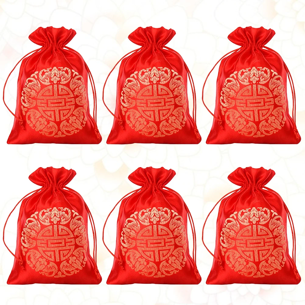 

20 Pcs Wedding C y Bag Red Brocade Drawstring Pouch Lightweight Durable Favor Bags for Party Church Hotel Store C ies Cookies