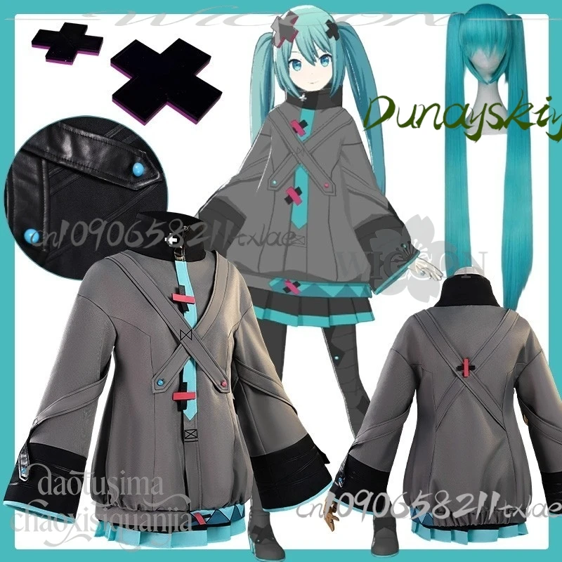 Shop1104629319 مخزن مشروع Sekai المرحلة الملونة! فيلم لا يمكن أن يغني زي الرسوم المتحركة التأثيري معطف رمادي Y2K Jirai Kei أغطية الرأس