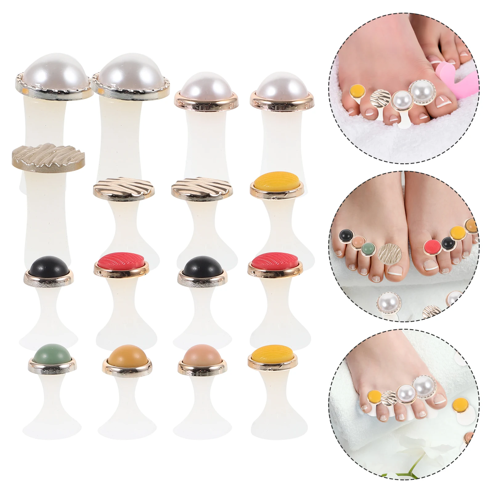 

16 pcs Toe Separators Silicone Moisturizing Spacers Nail Separator Corrector Feet Decorative Toe Spacers