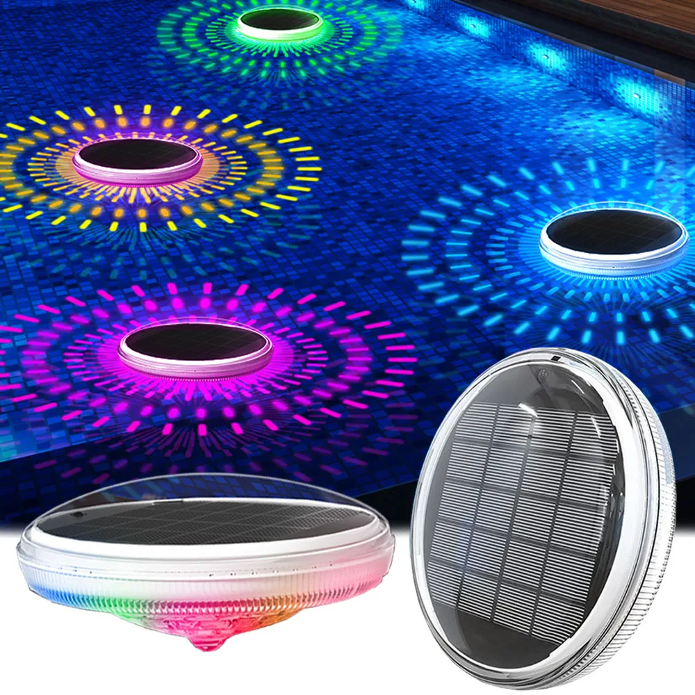 Luces Solares Flotantes para Piscina con Control Remoto, 9 Modos de Color, Función de Temporizador, Luces LED Recargables Impermeables IPX7 para Bañera, Piscina
