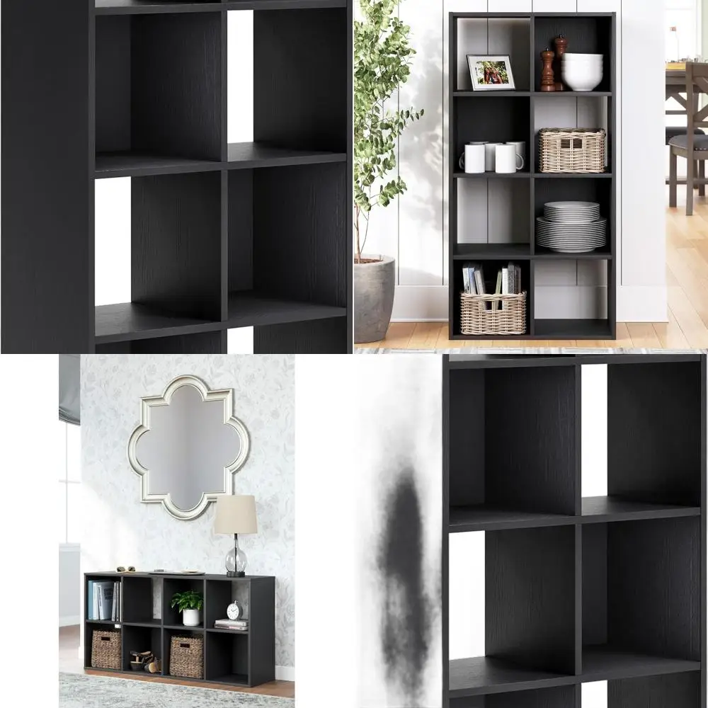 

Органайзер Ashley Langdrew на 8 кубов, черный матовый, дерево и ламинат, 23,74x11,81x47.05