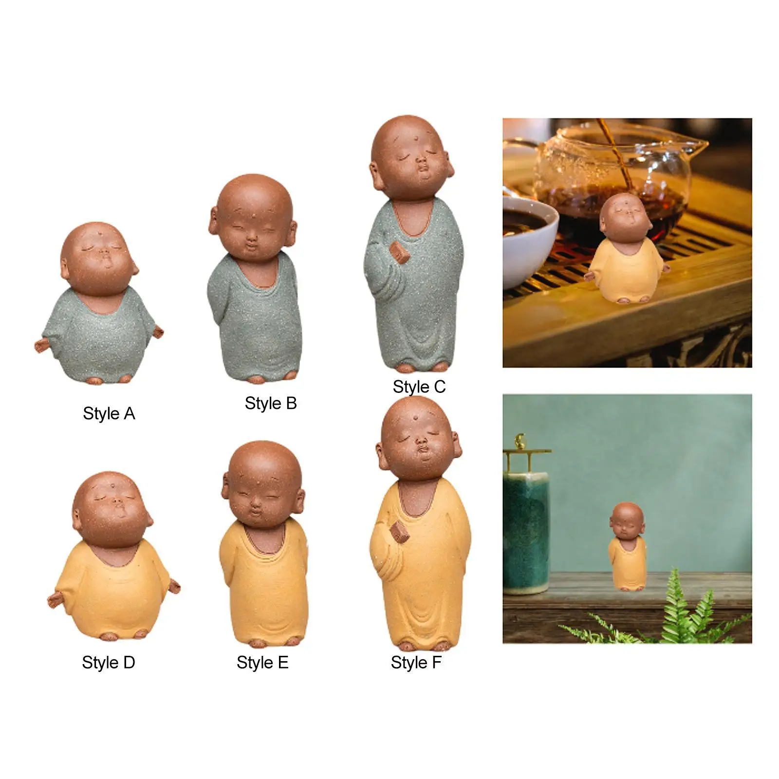 Little Monk Statue Desk Buddha Sculpture for Bedroom Housewarming Study Room