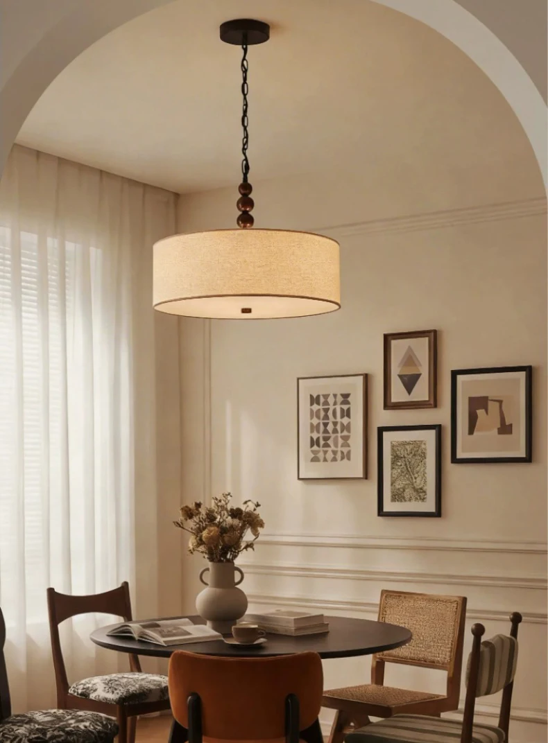 French Fabric Bedroom Dining Room Chandelier Retro