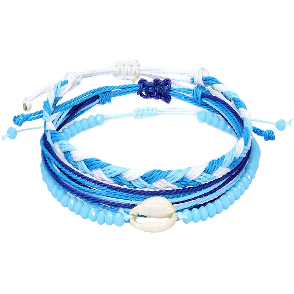 

3pcs Hand Woven Bracelet Seashell Wrist Strap Chain Rope Fashion Bangle Lightweight Durable Handmade Gifts Jewelry Travel