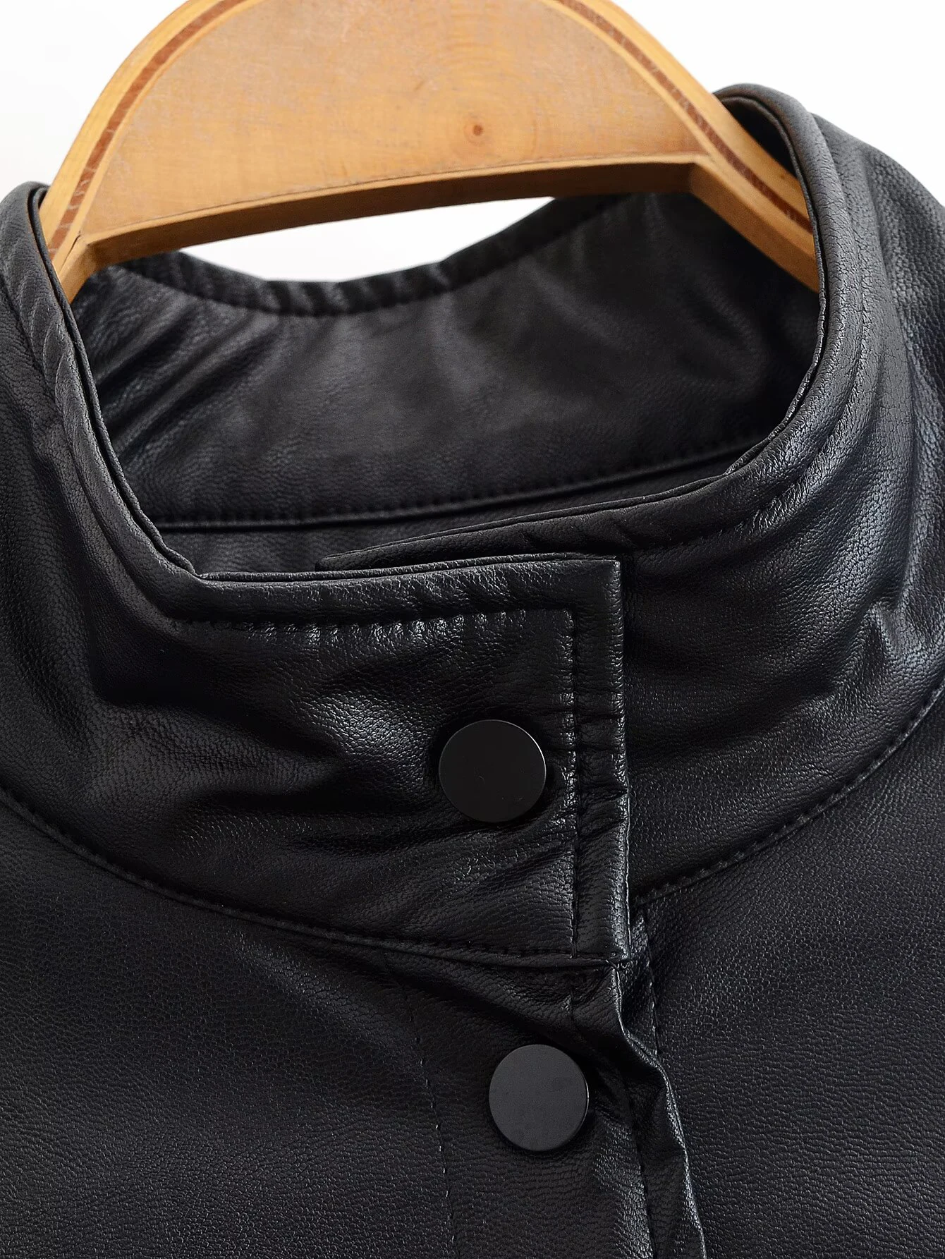 Chaqueta de piloto de piel sintética con cuello levantado y temperamento a la moda para mujer de estilo europeo y americano