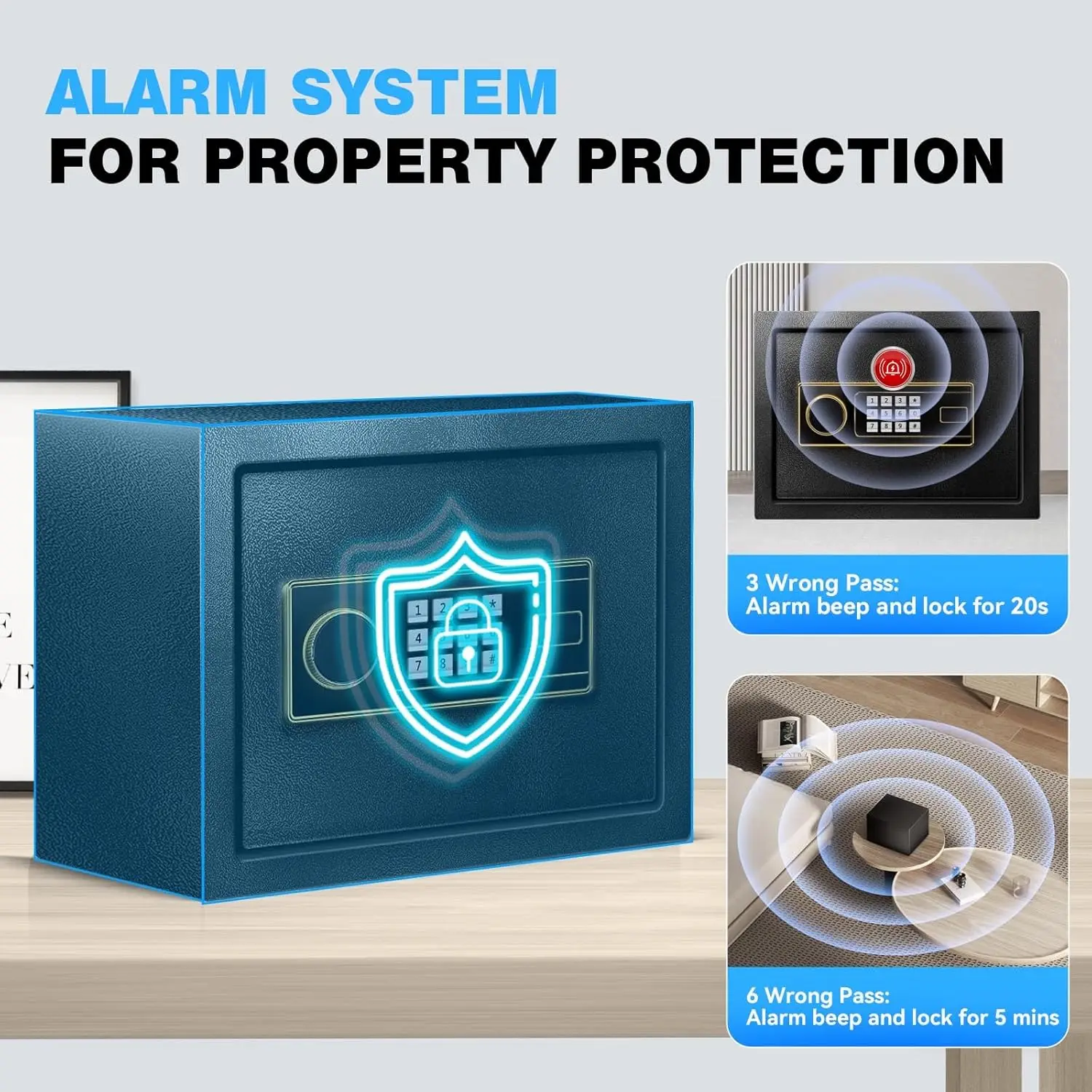 1.8 Cu Ft Fireproof Safe Box for Home - Steel Lock Box for Office & Home Security, Digital Electronic Keypad, Alarm System & Rem