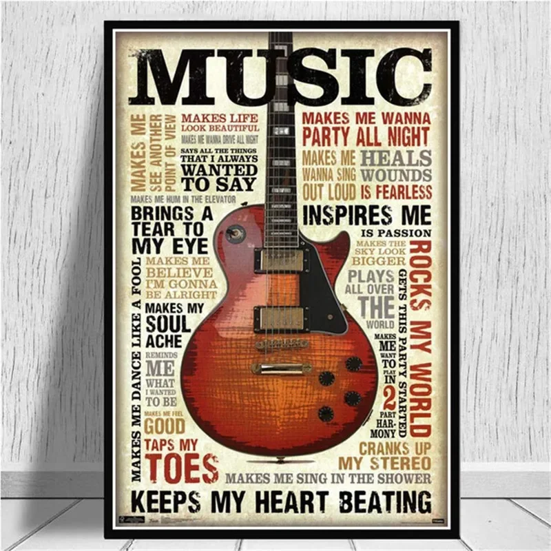 Notation Guitar Poster Instrument Collection Music Quote Canvas Painting Print Art Wall Picture Living Room Home Club Bar Decor