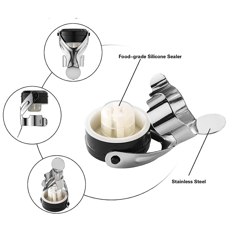 PORK-Champagne&Wine Bottle Stoppers Stainless Steel , Leak Proof Keep Fresh Reusable Saver, Cork Suitable 16 Pack Silver